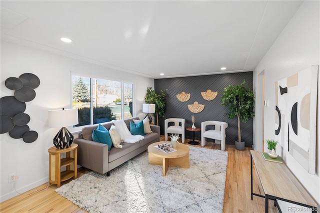 living room featuring light wood-type flooring