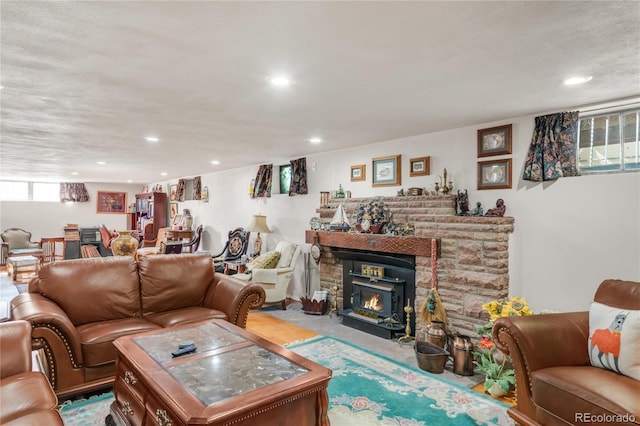 1475 S Monaco St Parkway, Denver, CO 80224 - living area featuring recessed lighting and a fireplace