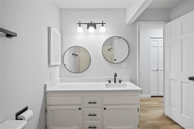 2090 S Fairplay St, Aurora, CO 80014 - bathroom featuring vanity, wood finished floors, and toilet