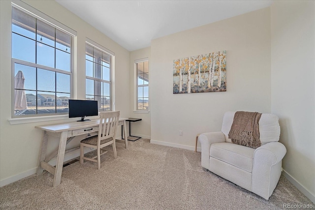 carpeted office with baseboards