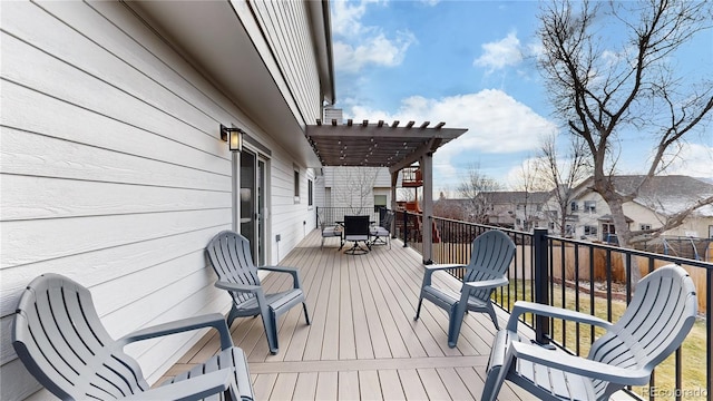 deck featuring a pergola