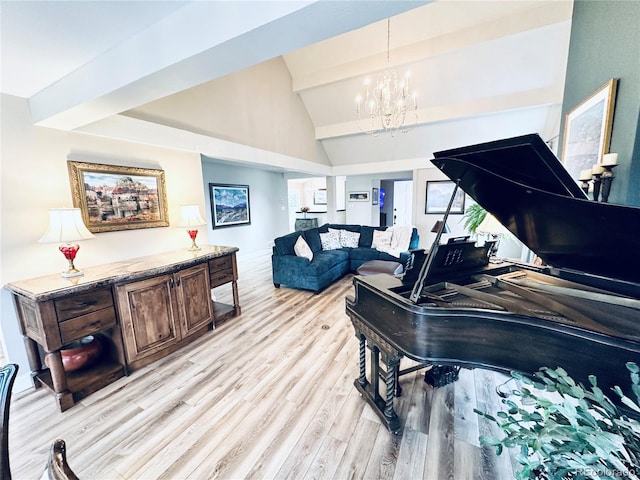 4505 S Yosemite St Unit 102, Denver, CO 80237 - interior space featuring light wood-style floors, a chandelier, and high vaulted ceiling