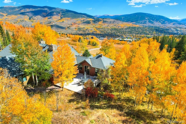 aerial view featuring a mountain view