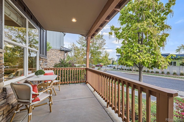 balcony featuring a porch