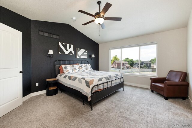 101 Wake St, Frederick, CO 80530 - bedroom with vaulted ceiling, carpet floors, and a ceiling fan