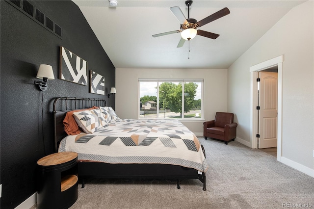 101 Wake St, Frederick, CO 80530 - bedroom with vaulted ceiling, carpet, and a ceiling fan