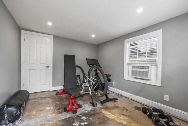 workout room featuring cooling unit