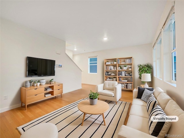 living room featuring light hardwood / wood-style flooring