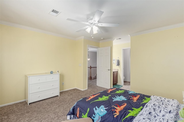7852 Solstice Way, Castle Rock, CO 80108 - carpeted bedroom with ornamental molding, baseboards, and a ceiling fan