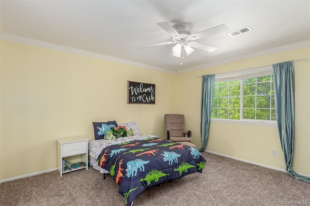 7852 Solstice Way, Castle Rock, CO 80108 - carpeted bedroom featuring crown molding, baseboards, and a ceiling fan