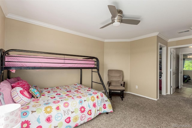 7852 Solstice Way, Castle Rock, CO 80108 - carpeted bedroom featuring ornamental molding, baseboards, and ceiling fan