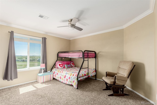 7852 Solstice Way, Castle Rock, CO 80108 - bedroom with ornamental molding, carpet floors, baseboards, and a ceiling fan