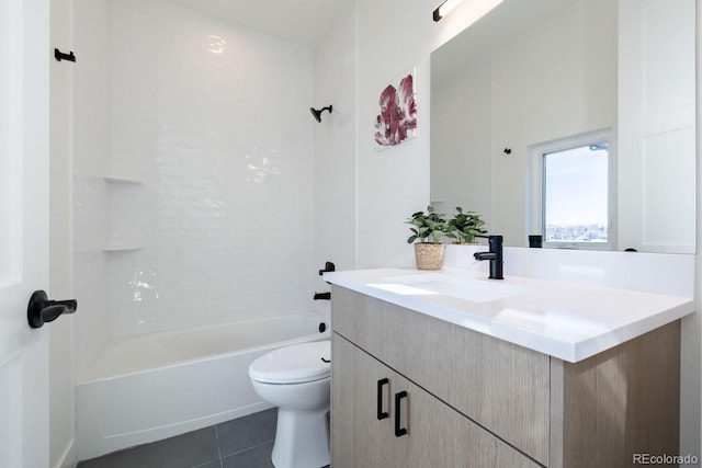 5227 N Eliot St, Denver, CO 80221 - bathroom with vanity, tile patterned floors, and shower / bath combination