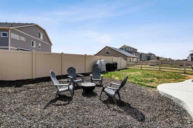 view of yard with a fenced backyard