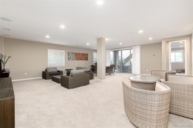 carpeted living room with plenty of natural light