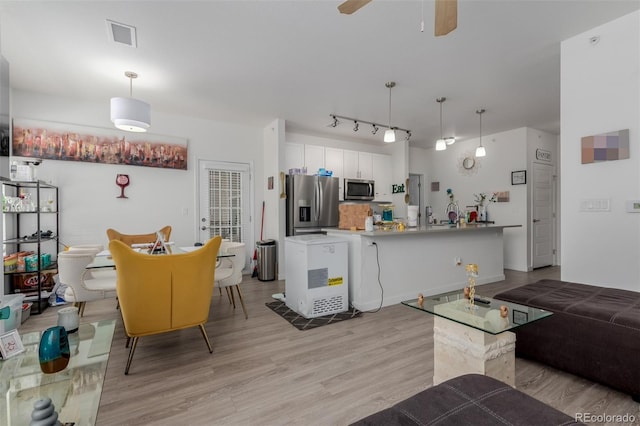 9185 Wilde Ln Unit 101, Parker, CO 80134 - living room with light wood-style floors and ceiling fan