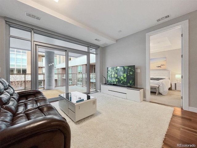 living room featuring wood-type flooring