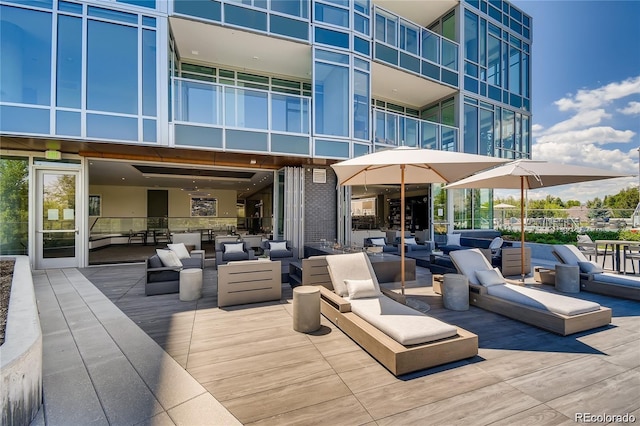 view of patio / terrace featuring a balcony