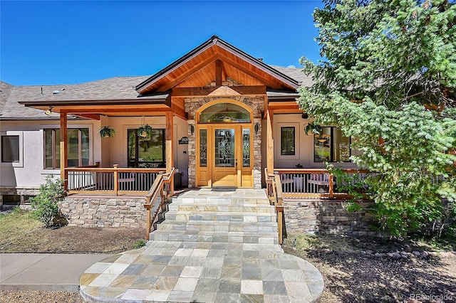 view of front of property with a porch