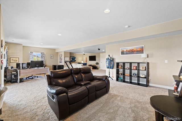 17102 W 85th Pl, Arvada, CO 80007 - living area featuring carpet flooring, an office area, recessed lighting, and baseboards