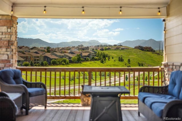 17102 W 85th Pl, Arvada, CO 80007 - wooden terrace featuring a mountain view and a residential view