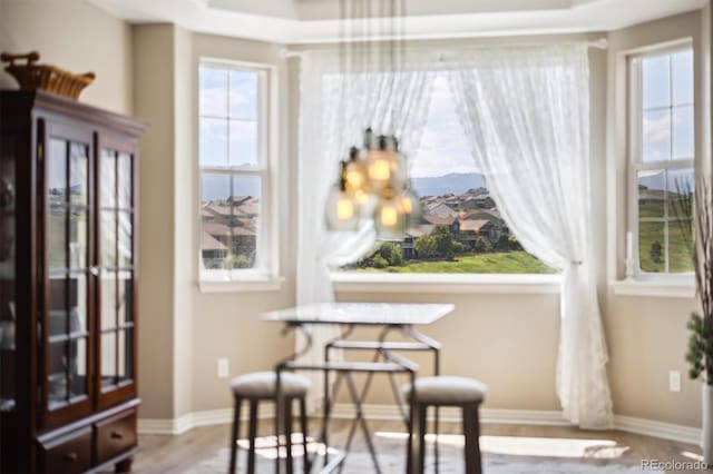 17102 W 85th Pl, Arvada, CO 80007 - dining area featuring a mountain view and wood finished floors