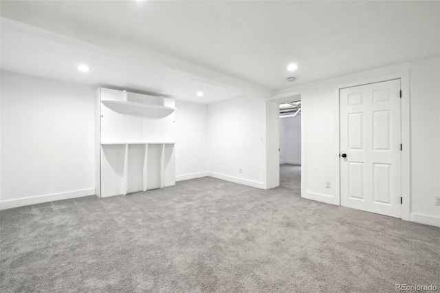 basement with carpet floors