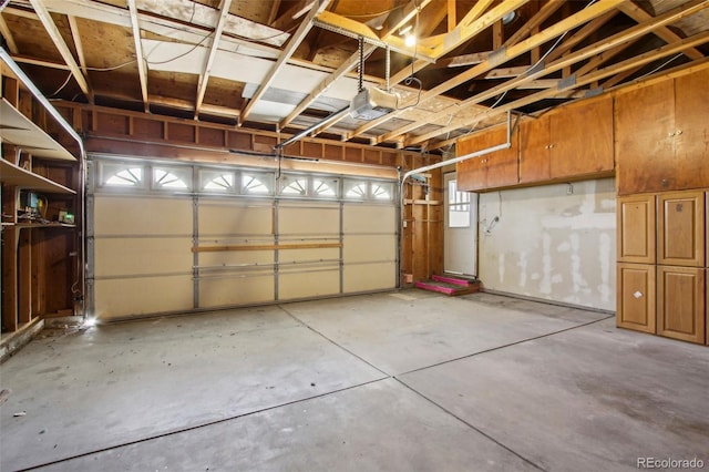 garage with a garage door opener