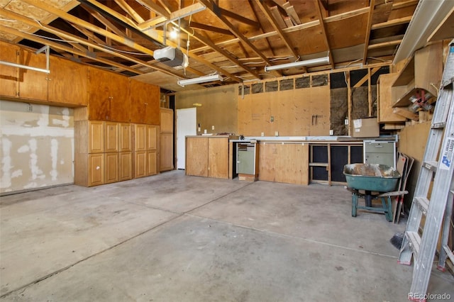 garage with a garage door opener