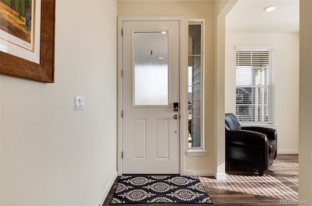 entryway featuring hardwood / wood-style flooring