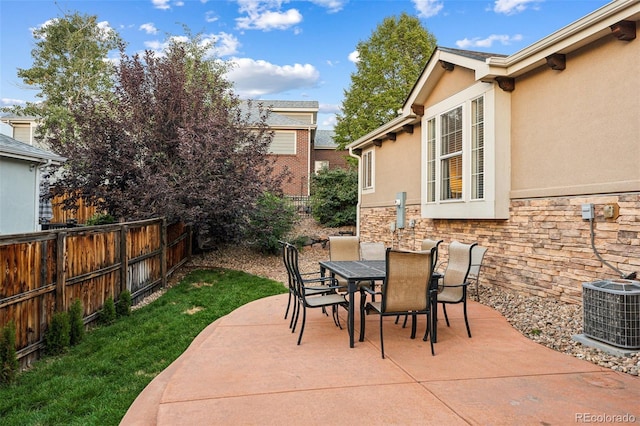 view of patio featuring central AC