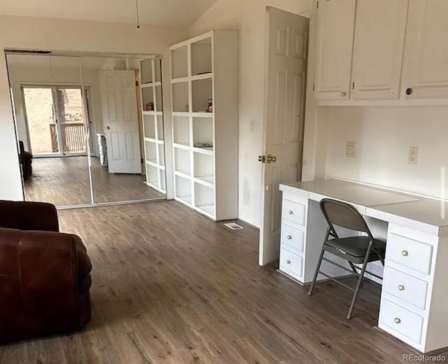 3647 Pathfinder Rd Unit B, Florissant, CO 80816 - office area with dark wood-style floors