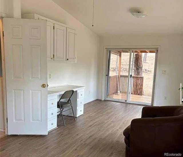 3647 Pathfinder Rd Unit B, Florissant, CO 80816 - office area with wood finished floors and lofted ceiling