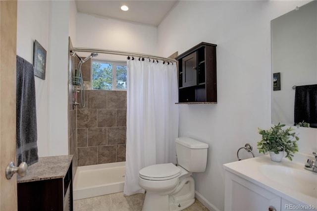 777 Deerview Dr, Florissant, CO 80816 - bathroom with vanity, toilet, a tile shower, and recessed lighting