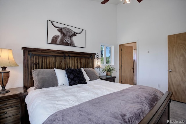 777 Deerview Dr, Florissant, CO 80816 - bedroom with a towering ceiling and ceiling fan
