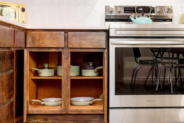 details featuring stainless steel electric stove