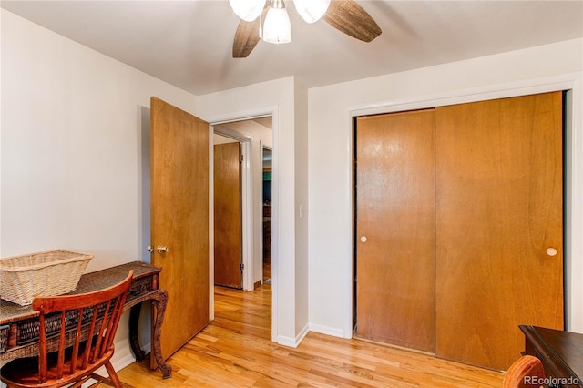 2785 Skyline Dr, Westminster, CO 80030 - bedroom featuring light wood-type flooring, a closet, ceiling fan, and baseboards