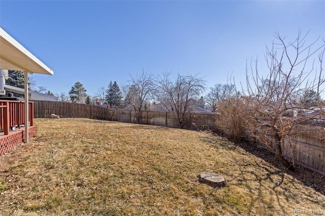 view of yard featuring a fenced backyard