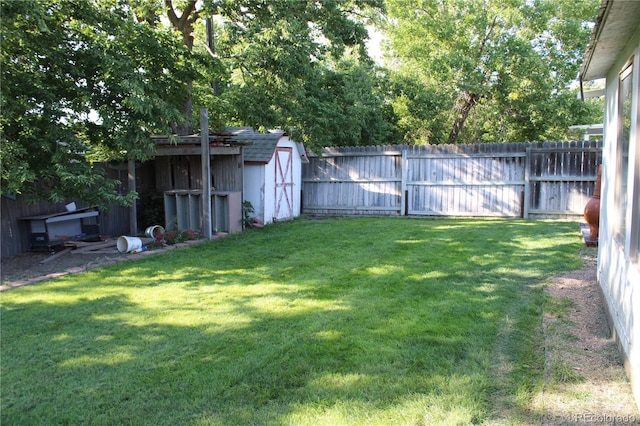 view of yard with a shed