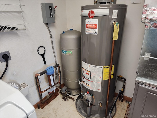 utility room with water heater