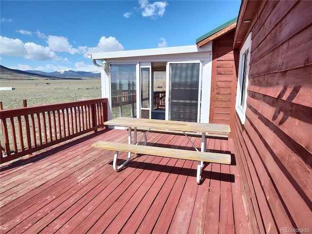 deck with a mountain view