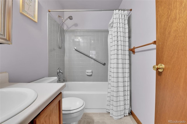 5056 E 112th Ct, Thornton, CO 80233 - bathroom featuring shower / tub combo, vanity, and tile patterned floors
