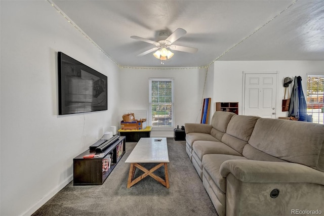 2279 S Lewiston St, Aurora, CO 80013 - carpeted living room with plenty of natural light and a ceiling fan
