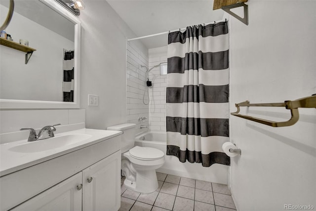 2279 S Lewiston St, Aurora, CO 80013 - bathroom with vanity, shower / tub combo, and tile patterned flooring