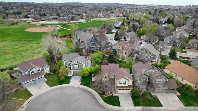 aerial view with a residential view