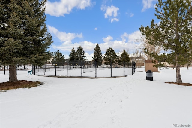 view of yard covered in snow