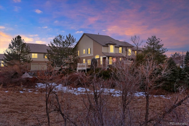 view of property exterior at dusk