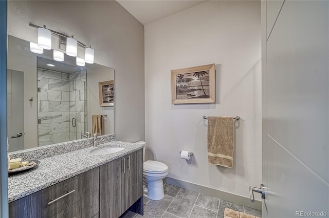 1139 Agate Ln, Poncha Springs, CO 81242 - full bath featuring baseboards, a marble finish shower, toilet, and vanity