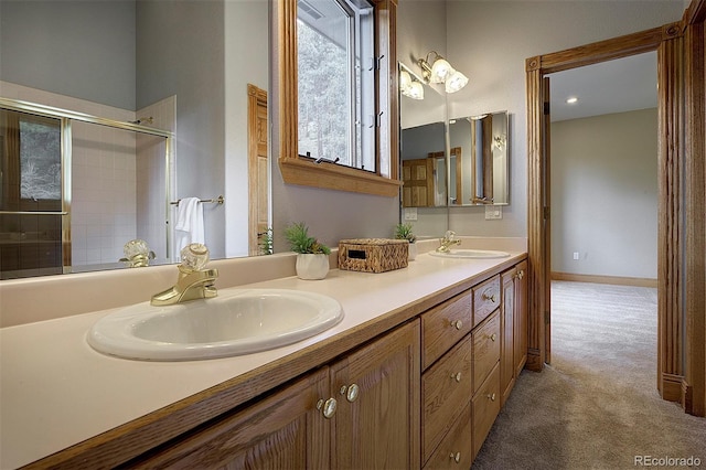 2191 Baldy Ln, Evergreen, CO 80439 - full bath featuring double vanity and tiled shower