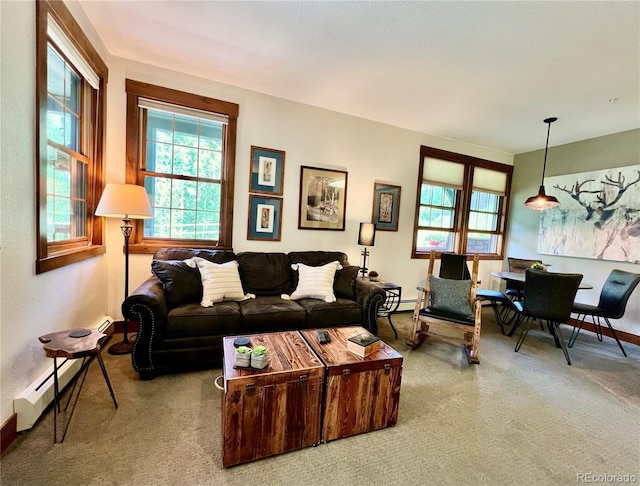 2104 Blue Sky Trl Unit 2-104, Granby, CO 80446 - carpeted living room featuring a baseboard heating unit